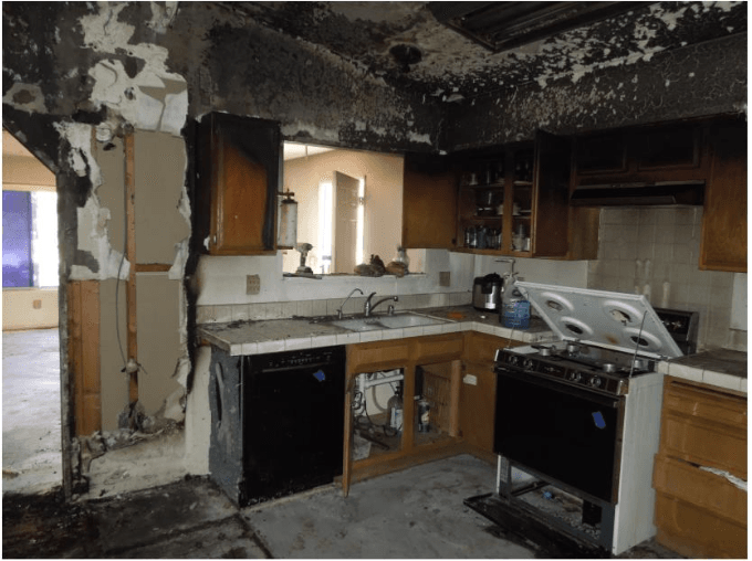 Image of a kitchen with damage